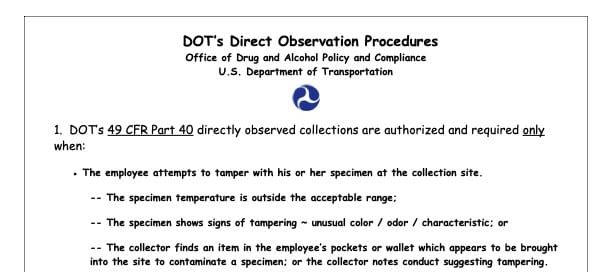 Why is a direct observation drug test required, and how is it conducted? - InOut Labs